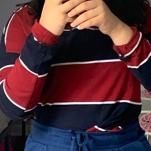 Charlottes Russe Stripped Long Sleeve Crop Top